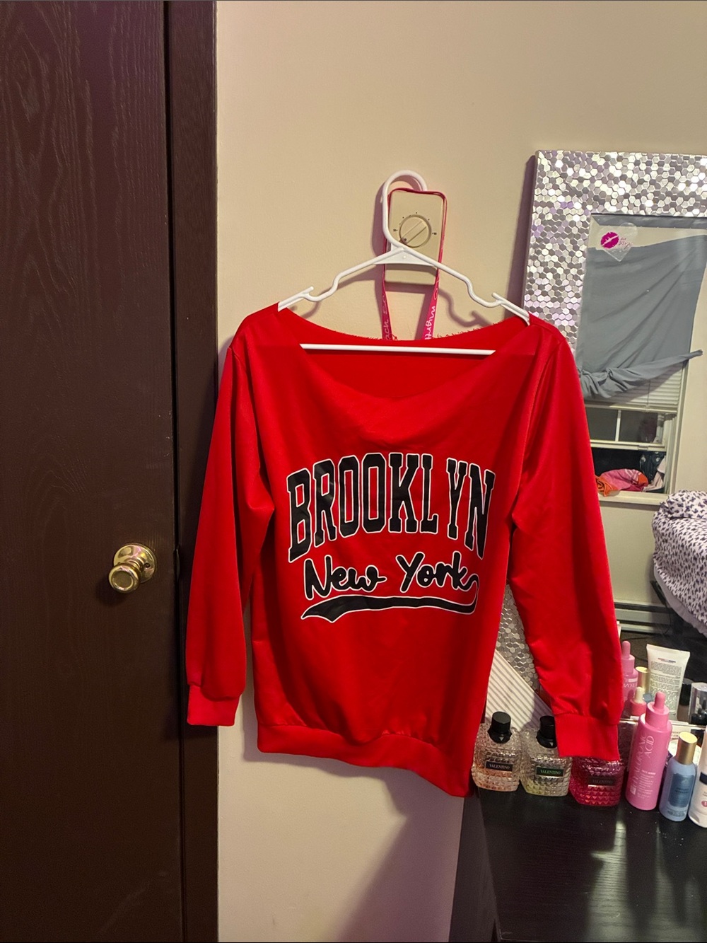 Red 'Brooklyn New York' Graphic Sweatshirt